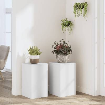 vidaXL Стойки за растения 2 бр бели 30x30x50 см инженерно дърво (852915)