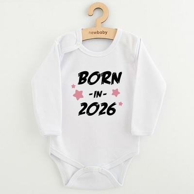New Baby Dětské body s potiskem BORN IN 2026 pink