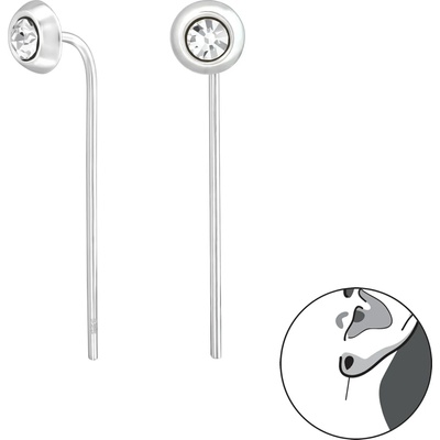 Bijutanki Висящи Сребърни Обеци с Бял Камък