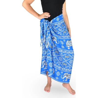 Thajsko Sarong Pareo BUN slonia karavana modrá