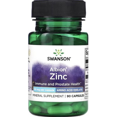 Swanson Chelated Zinc Zinok glycinát 30 mg 90 kapsúl