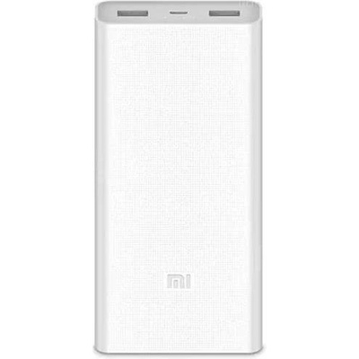 Xiaomi Mi Power Bank PLM06ZM 2C 20000mAh - външна батерия с 2 USB изхода за зареждане на мобилни устройства (бял)