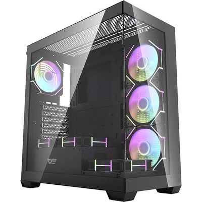 Кутия Darkflash DS900 Black, ATX - 7 x 120 mm A-RGB fans included, USB-C (DS900-7F-BK)