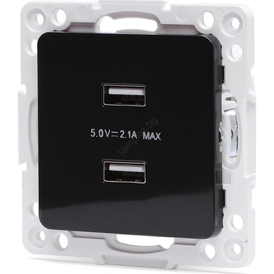 Aigostar - безрамкова захранваща USB розетка 2x USB-A черна (AI2763)