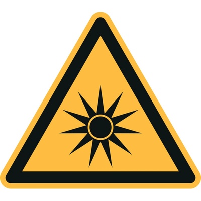 Značka Výstraha před optickým zářením, ISO 7010, samolepicí fólie, 100 mm, BJ = 20 ks
