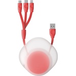 Baseus Универсален USB кабел с Lightning, microUSB и USB-C конектори (80 см) - Baseus Lets Go Little Reunion One-Way Stretchable 3-in-1 USB Cable (CAMLT-TY09) (червен) (CAMLT-TY09)