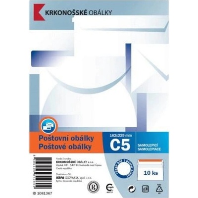 Krpa Obálka C5 samolepící 162 x 229mm 10ks