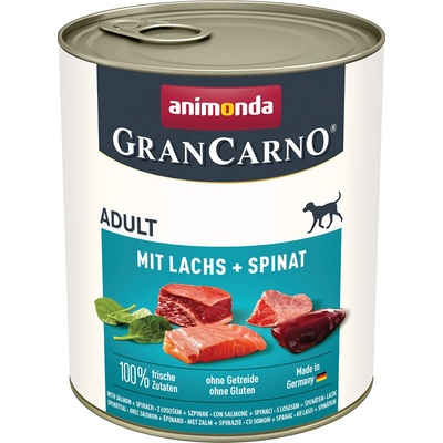 Animonda 24х800г GranCarno Original Adult Animonda, консервирана храна за кучета - сьомга със спанак