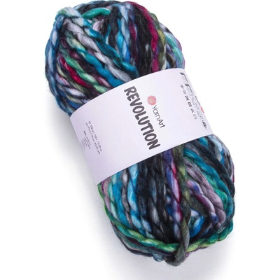 YarnArt pletací příze REVOLUTION 1614 modro-fialovo-tyrkysová melírovaná, efektní, 150g/75m