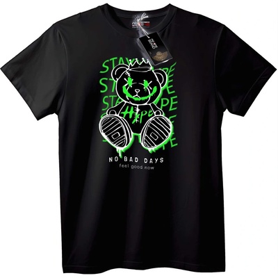 NOONEBRAND Тениска 'Нямам лоши дни' с мечок - 2XL, Black