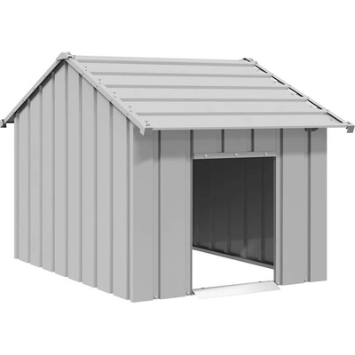vidaXL Psí bouda se střechou šedá 83 x 130 x 85 cm pozinkovaná ocel 9799.4100916