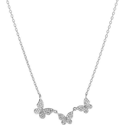 Again Jewelry Stříbrný náhrdelník s motýlky AJNA0023