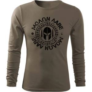 DRAGOWA FIT-T Тениска с дълъг ръкав Molon Labe, маслиненозелена, 160 г/м2 (11323)