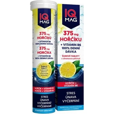 IQ Mag hořčík 375 mg + B6 šumivé tablety Citron, 20 tablet