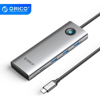 Orico Докинг станция Orico PW11-9P-GY-EP, Type-C, HDMI, VGA, 3x USB 3.0, USB-C PD100W, LAN 1Gbps, SD/TF - PW11-9P-GY-EP (PW11-9P-GY-EP)