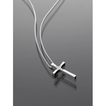 Fashion Icon Ocelový řetízek s přívěskem ve tvaru křížku s krystaly NK1097-0112