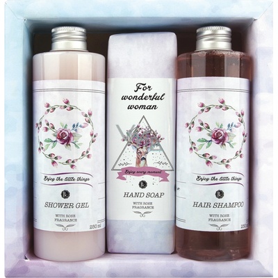 Bohemia Gifts & Cosmetics Boho Style & Gentleman Růže a Šípek sprchový gel 250 ml + toaletní mýdlo 145 g + šampon na vlasy 250 ml dárková sada