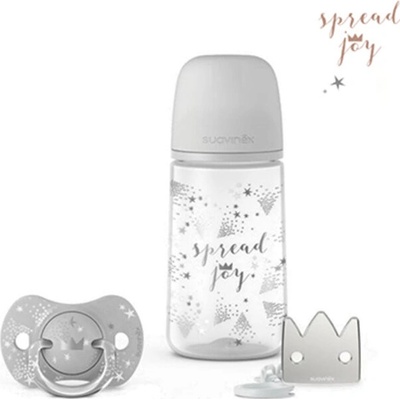 Suavinex sada + dudlík fyziologický klip Joy stříbrná 270ml