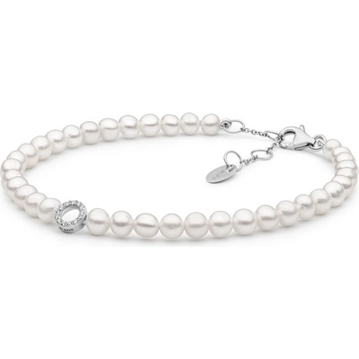Gaura Pearls Luxusní perlový náramek se zirkony Astrid 232-55B Bílá