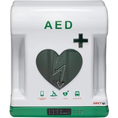 ARKY Venkovní nástěnná skříňka na AED s alarmem a vyhříváním 43 x 50,4 x 21,4 cm Zabezpečení: Digitální zámek na PIN – Zboží Mobilmania
