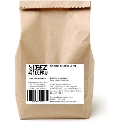 Život bez lepku Ovesná krupice 2 kg