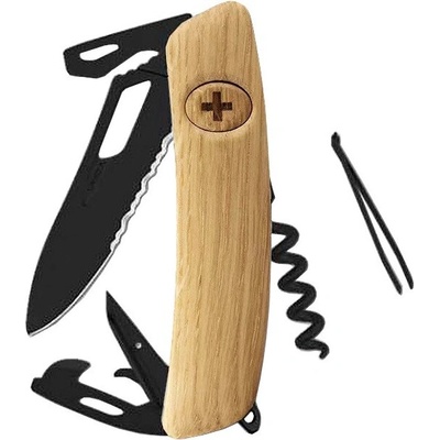 SWIZA SH03TR Allblack Single Hand Wood Oak Wavy Edge