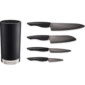 Kyocera Комплект 4бр керамични ножове серия "SHIN" + блок за ножове (Kyocera-KB-RD-BK-4KN-ZK)
