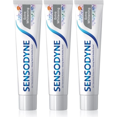 Sensodyne Extra Whitening избелваща паста за зъби с флуорид за чувствителни зъби 3x75ml