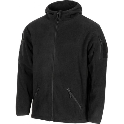Bunda MFH tactical flísová s kapucňou čierna