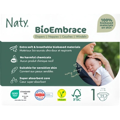 Naty Bioembrace Newborn 2-5 kg 25 ks