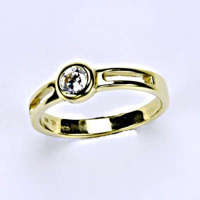 Čištín Zlatý prsten se zirkonem žluté zlato VR 245