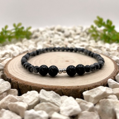 Certom Minerální náramek vločkový a černý obsidián | Síla a stabilita 0158