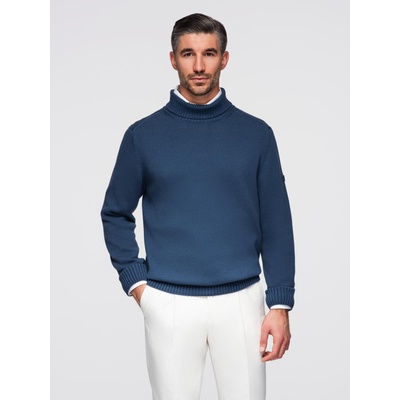 Ombre Clothing Мъжки плетен пуловер с поло яка - тъмно син V2 OM-SWTN-0163 Ombre Clothing Ombre Clothing | Sin | МЪЖЕ | M