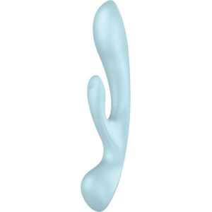 Satisfyer Triple Oh - вибратор с акумулатор и клиторно рамо (син)