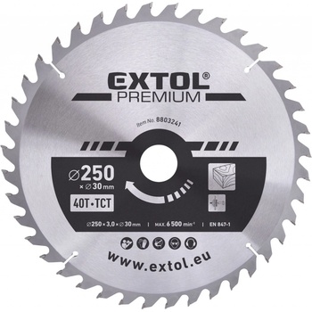 EXTOL PREMIUM Kotouč pilový s SK plátky, O 250x3,0x30mm, 40T (8803241)