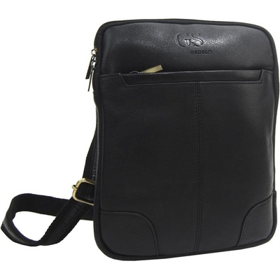 Grosso kožená pánska crossbody taška 22x28x6 cm čierna