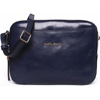 Marta Ponti luxusní tmavědámská kožená crossbody kabelka no. 8 modrá