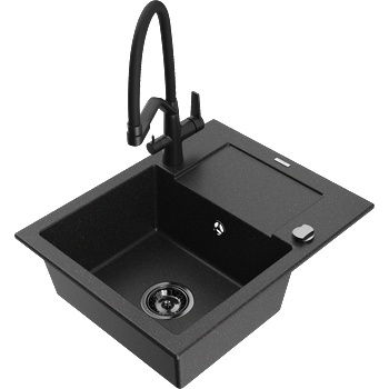 Mexen Enzo гранитна мивка с 1 отделение с отцедник и кухненски смесител Duo, (6506-73-671701-70-B)