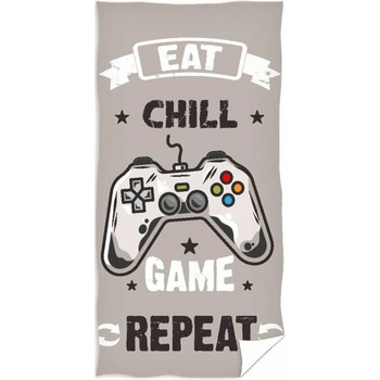 Carbotex Veľká plážová osuška Eat Chill Game & Repeat 90 x 180 cm