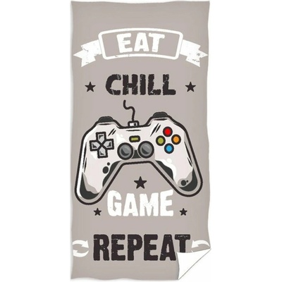 Carbotex Veľká plážová osuška Eat Chill Game & Repeat 90 x 180 cm