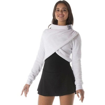 Teddy plyšová crop top mikina bílá