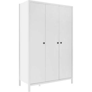 TopMebel Трикрилен гардероб French TopMebel от меламин в бял цвят 125x54x196cm