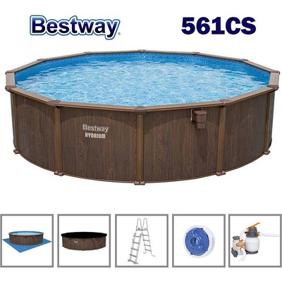 Bestway Басейн с метална конструкция, 550x130см, Bestway 561CS Hydrium, с филтърна помпа, стълба, подложка, покривало и диспенсър (561CS)