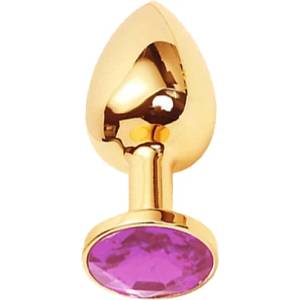 Sensual Метално дилдо Butt Plug "GOLD CRYSTAL LIGHT PURPLE" 8 см. Размер - М