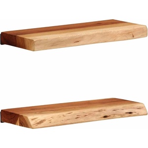 vidaXL Стенни рафтове, 2 бр, 40x20x3, 5 см, акациево дърво масив (373624)