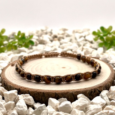 Certom Macramé náramek s tygřím okem na hnědém nylonu 0338