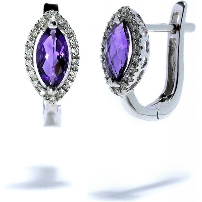 Blink-Blink výnimočné diamantové náušnice z bieleho zlata s Ametystom 3354BAG
