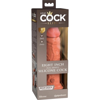 Pipedream King Cock Elite 8″ Silicone Dual Density Cock Tan, realistické dildo s přísavkou 22 x 5,4 cm