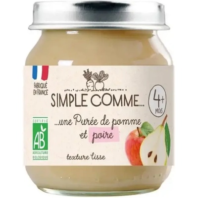 Simple Comme Био плодово пюре Simple Comme - С ябълка и круша, 4 м+, 125 g (3288131900278)