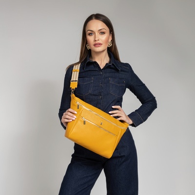 Wojewodzic crossbody kožená kabelka zlaté kovanie 31934/FD19/Z žltá